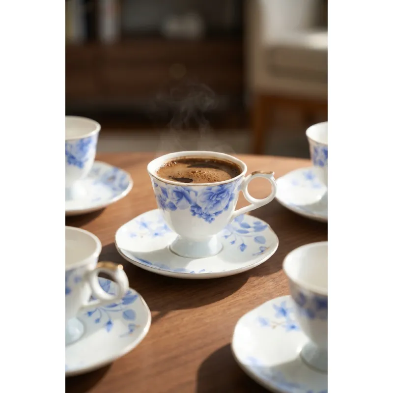 Blair 6 Kişilik Porselen Kahve Fincan Takımı Mavi - 90 ml MSKF520