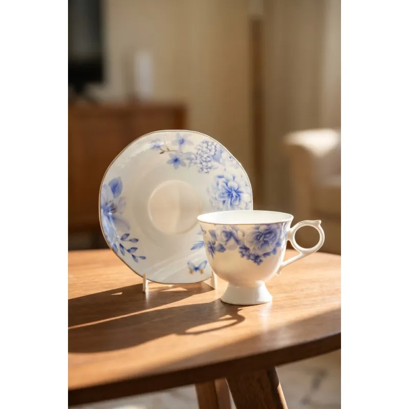 Blair 6 Kişilik Porselen Kahve Fincan Takımı Mavi - 90 ml MSKF520