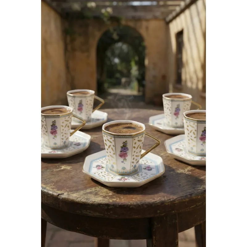 Valeria 6 Kişilik Porselen Kahve Fincan Takımı - 90 ml MSKF516