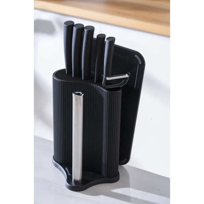 Cooper Siyah Renk 8 Parça Standlı Kesme Tahtası Ve Bıçak Seti MGRÇR1