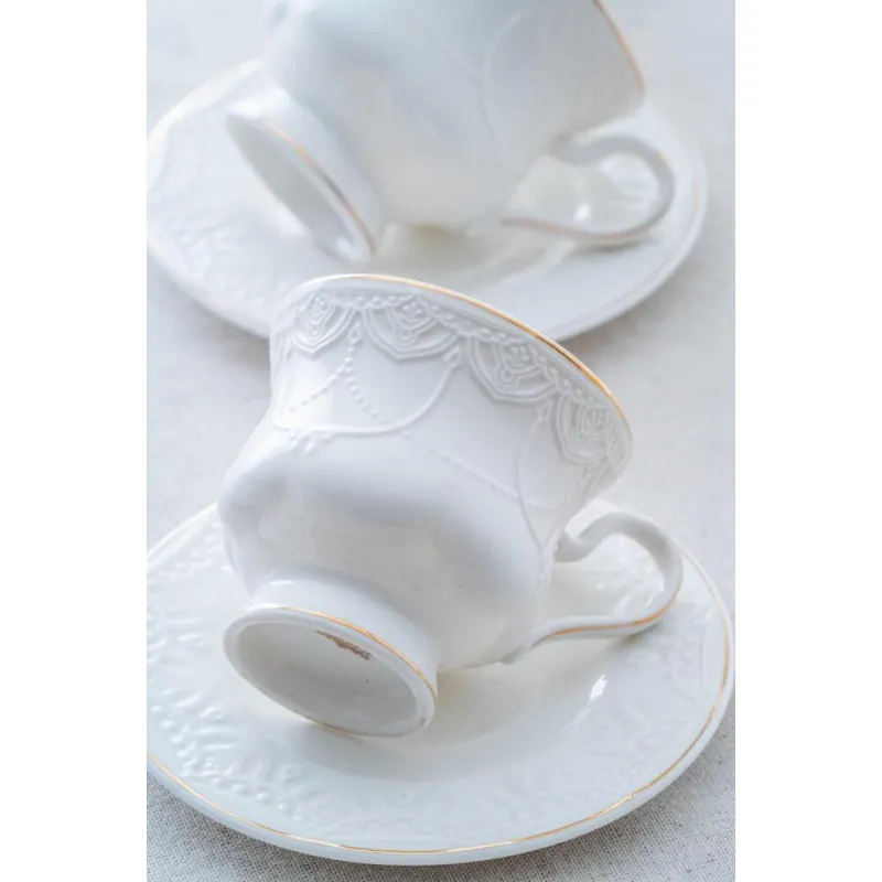 Veronica 6 Kişilik Gold Porselen Çay Fincanı Takımı - 220 ml MSFK83