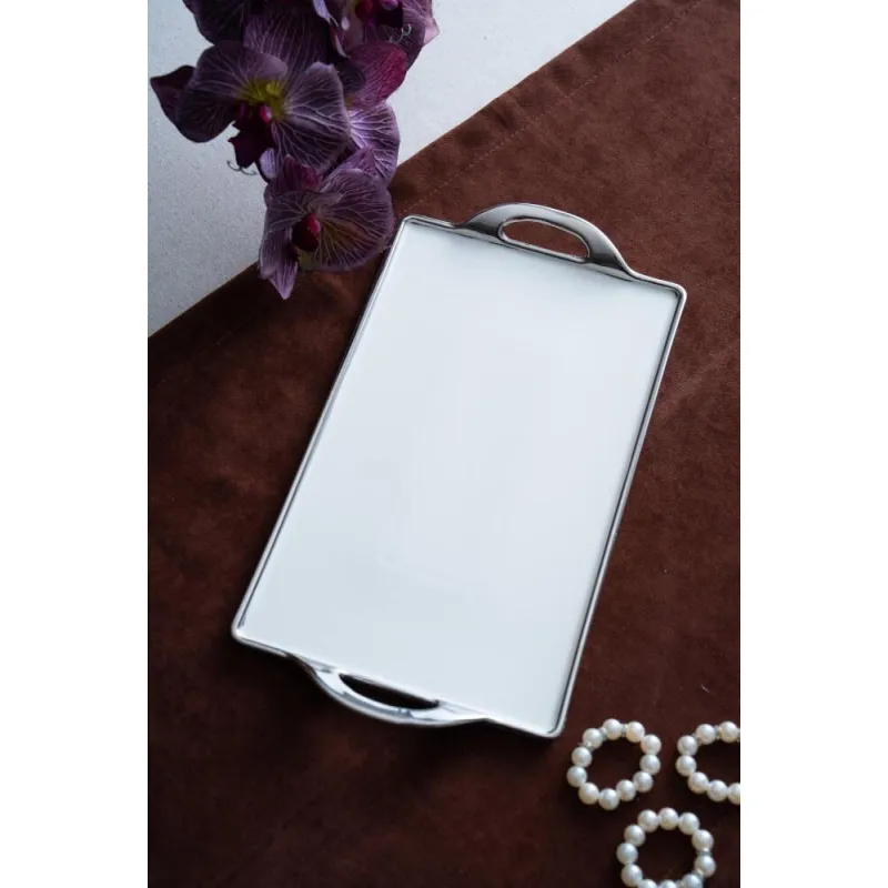 Arven Dikdörtgen Silver Sunum Tepsi - 33 cm MST476