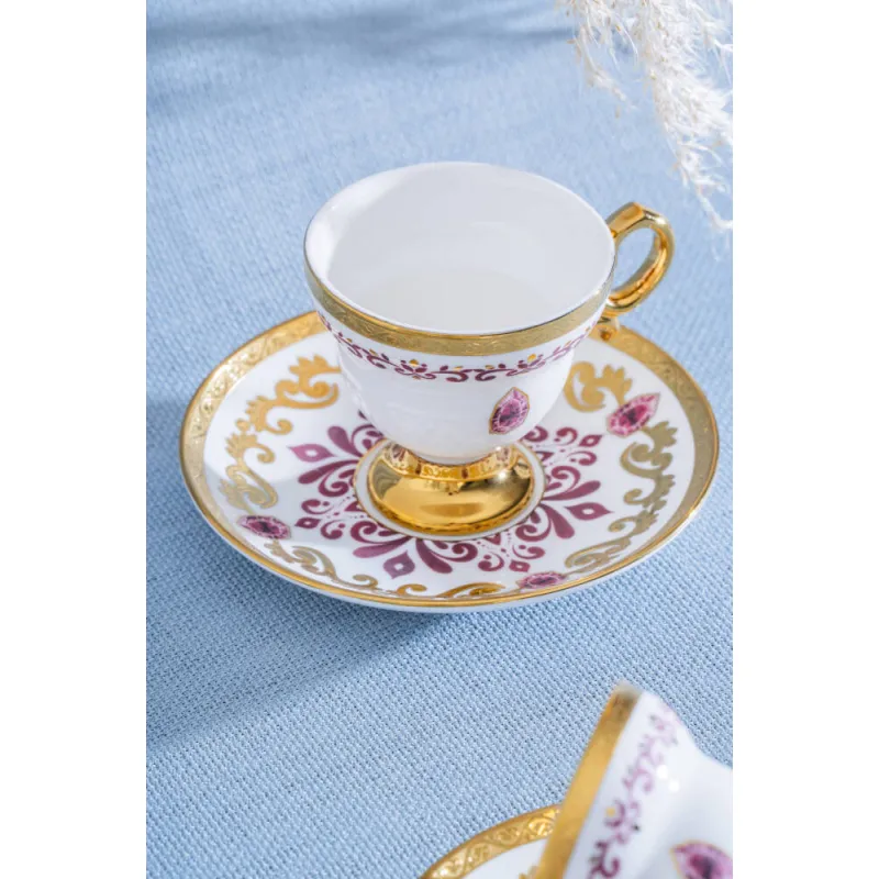 Kleodora Kırmızı 6 Kişilik Kahve Fincan Takımı - 90 ml MSKF93