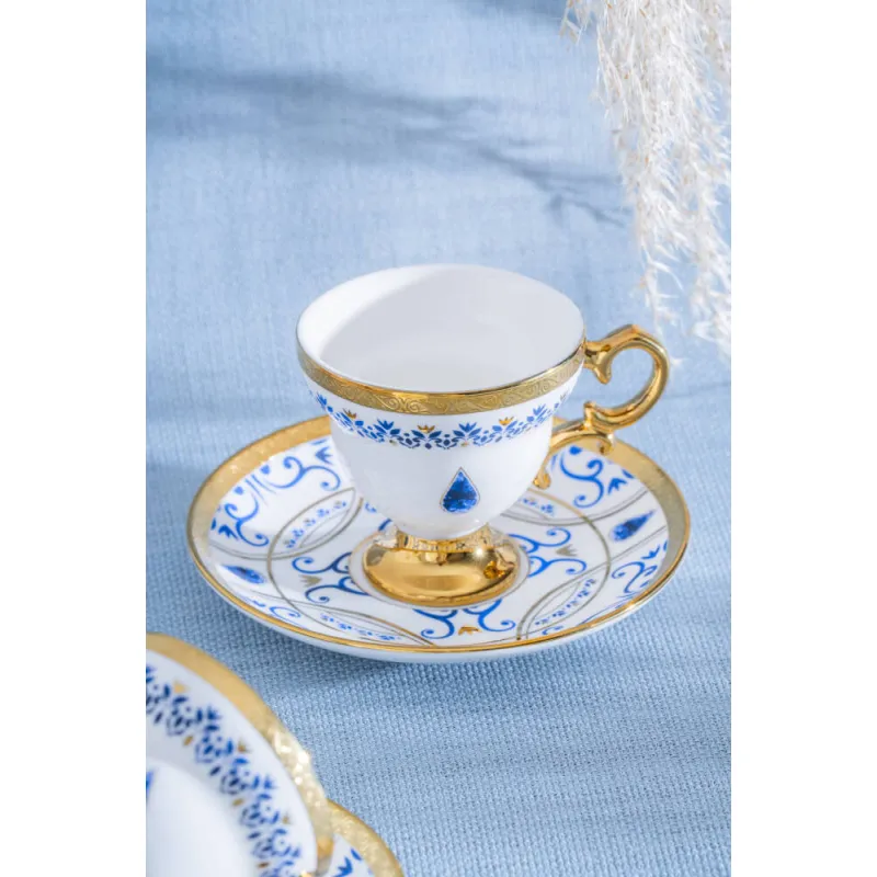 Kallisto Mavi 6 Kişilik Kahve Fincan Takımı - 90 ml MSKF94