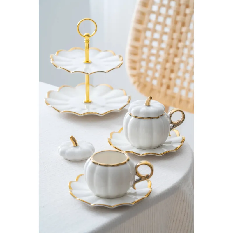 Betty 2 Kişilik Standlı Kahve Fincan Takımı Gold - 130 ml MSFK90