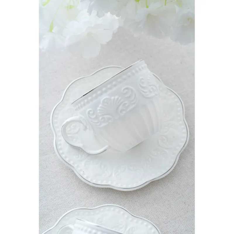 Fiona Silver 6 Kişilik Porselen Çay Fincanı Takımı - 220 ml MSKF80