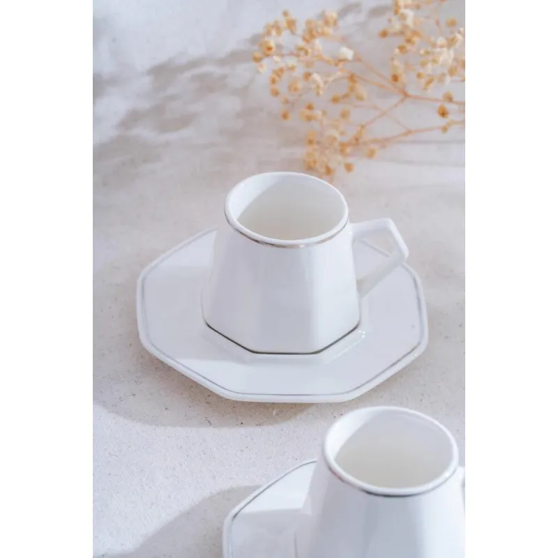 Elara Silver 6 Kişilik Kahve Fincanı Takımı - 90 ml MSKF84