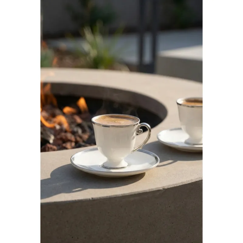  Blair 6 Kişilik Porselen Kahve Fincan Takımı Silver - 90 ml -MSKF512