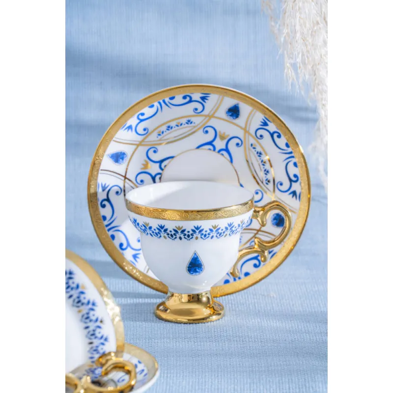 Kallisto Mavi 6 Kişilik Kahve Fincan Takımı - 90 ml MSKF94