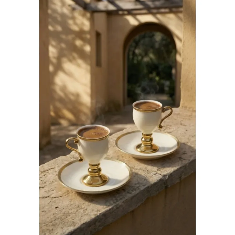 PRUNE 2 Lİ KAHVE FİNCAN TAKIMI GOLD MSKF506