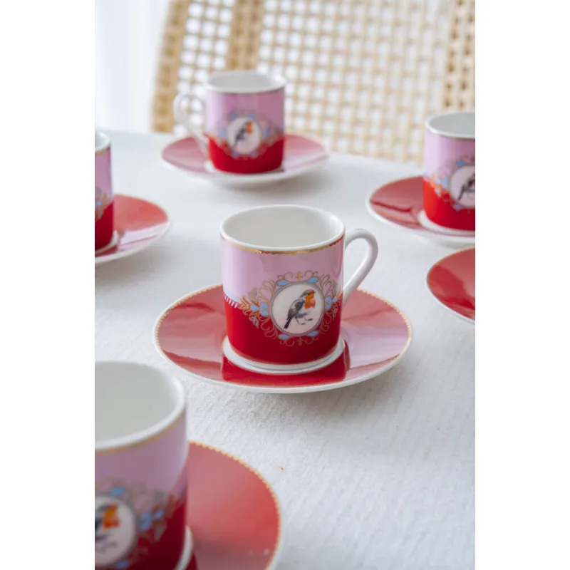 Candy Pembe 6 Kişilik Porselen Kahve Fincan Takımı - 90 ml