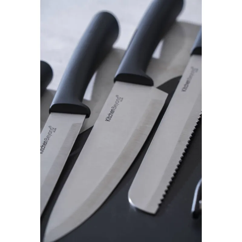 Cooper Siyah Renk 8 Parça Standlı Kesme Tahtası Ve Bıçak Seti MGRÇR1